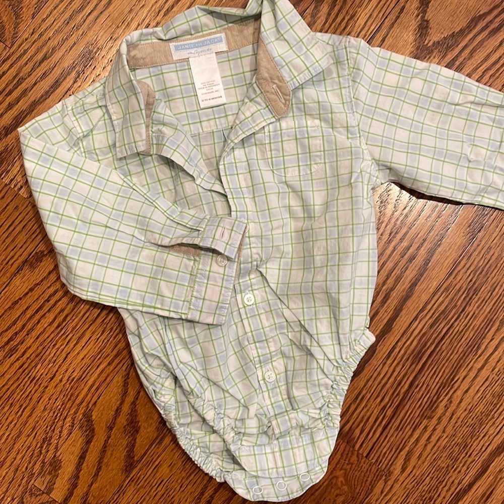 Janie and Jack boys LS onsie 12-18